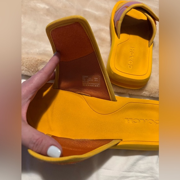 Coach Women's Paxton Sports Slide Sandals Papaya Yellow Violet Adjustable Sz 10 - Picture 5 of 10